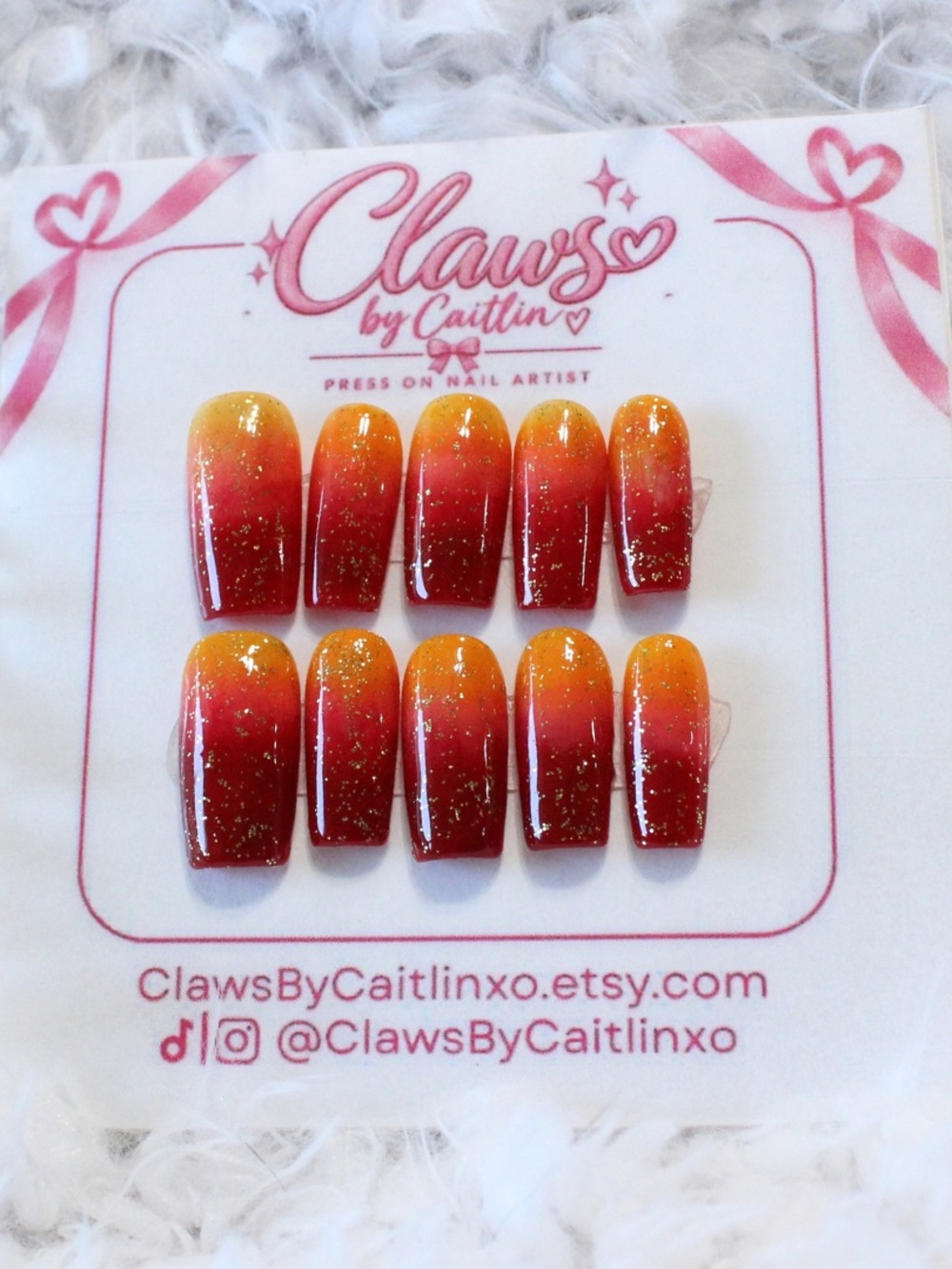 Orange to Red Ombre Press-On Nail Set